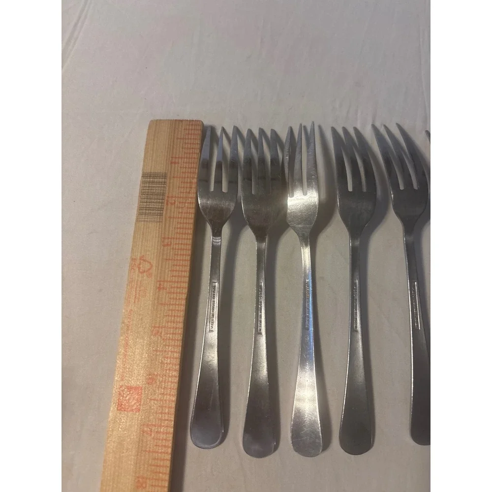 Walco‎ Cocktail Forks Set of 8 Stainless Steel 3-Tine Appetizer MCM